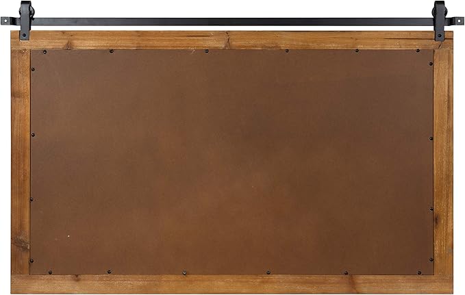 Kate and Laurel Cates Farmhouse Horizontal Wood Framed Wall Mirror, 40 x 26, Rustic Brown, Barn Door-Inspired Rustic Mirrors for Wall