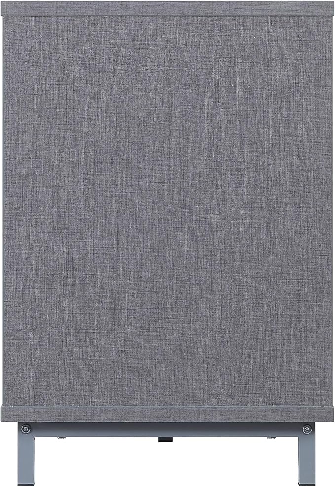 Manhattan Comfort Brighton 60" TV 7 Shelves, Tempered Glass Dividers and Media Wire Management, Modern Free-Standing Entertainment Center for Living Room, Fits up to 56" Television, OneSize, Grey