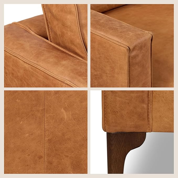POLY & BARK Mateo Leather Sofa in Full-Grain Pure-Aniline Italian Tanned Leather in Cognac Tan