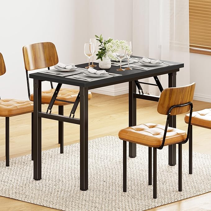 DlandHome 31.5 inches Small Computer Desk for Home Office Folding Table Writing Table for Small Spaces Study Table Laptop Desk No Assembly Required Black DND-AC5CB-8040