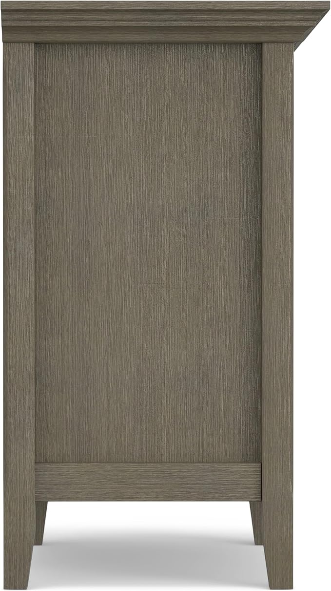 SIMPLIHOME Amherst SOLID WOOD 24 Inch Wide Traditional Bedside Nightstand Table in Farmhouse Grey, For the Living Room and Bedroom