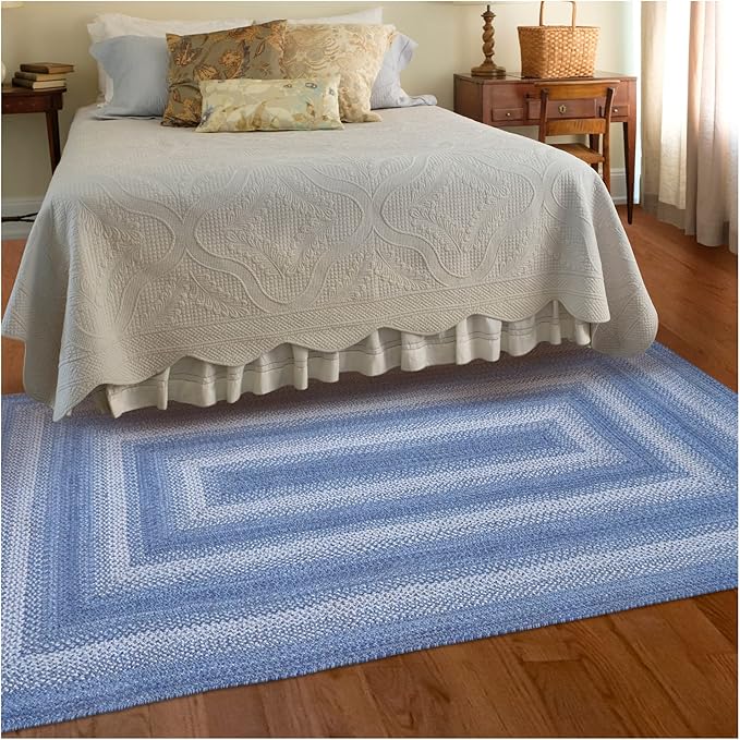 Homespice Denim Jute Blue 8x10' Braided Area Rug for Living Room, Bedroom and Dining Room. Pet Friendly. Decor Styles- Farmhouse Rug, Rustic, Vintage, Cottage, Primitive, Country, Boho Rug