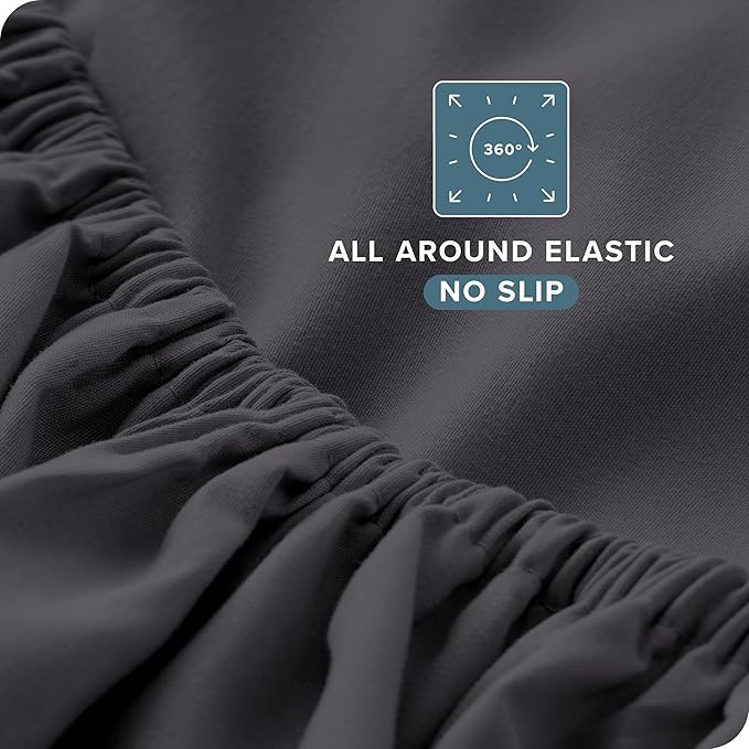 Bare Home Split Head Flex King Sheet Set - 1800 Ultra-Soft Microfiber Bed Sheets - Double Brushed - Deep Pockets - Easy Fit 4 Piece Set - FlexTop King Bedding (Split Head Flex King, Forged Iron Grey)