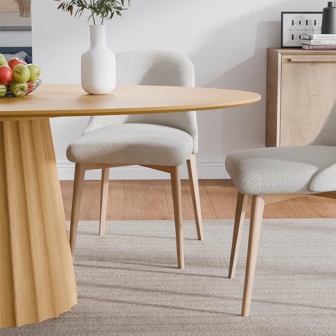 Casaphoria 67" Oval Dining Table, Modern Wood Kitchen Table with Cone Shaped Strip Convex Base for Living Room & Dining Room, Easy Assembly Farmhouse Furniture for 4-6, Oak