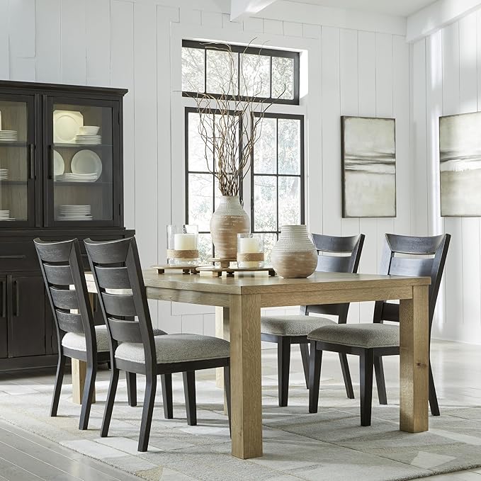 Signature Design by Ashley Galliden Urban Armless Upholstered Dining Chair, Set of 2, Black & Light Gray