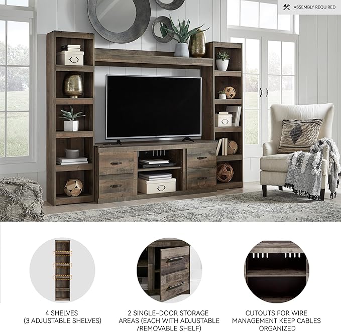 Signature Design by Ashley Derekson Farmhouse 3-Piece Entertainment Center for TVs up to 69", Gray