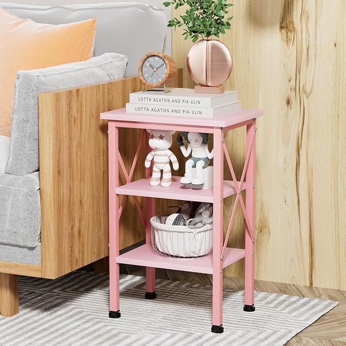 VECELO Modern Nightstands X-Design Side End Table Night Stand with Storage Shelf for Bedroom,Living Room,