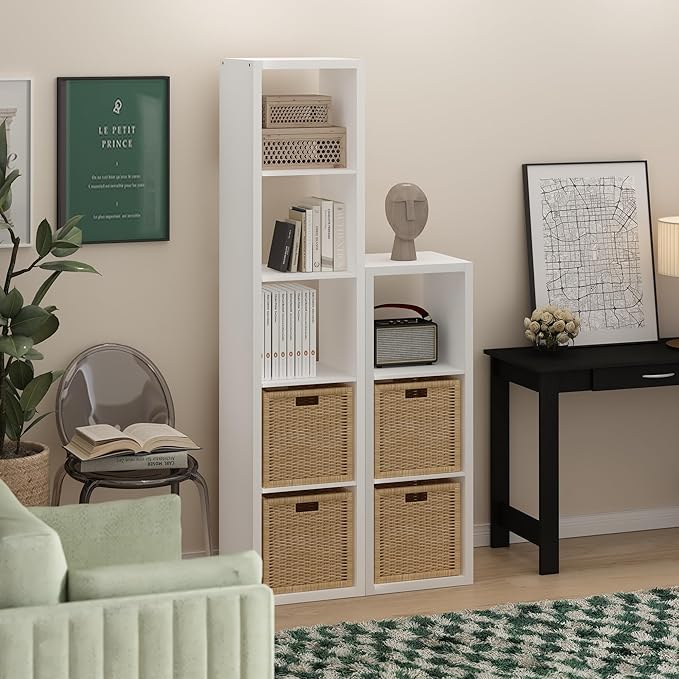 Furinno Cubicle Open Back Decorative Verticle Cube Storage Organizer, 5-Cube, White