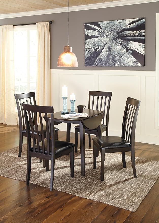 Signature Design by Ashley Hammis Round Dining Room Drop Leaf Table, Dark Brown