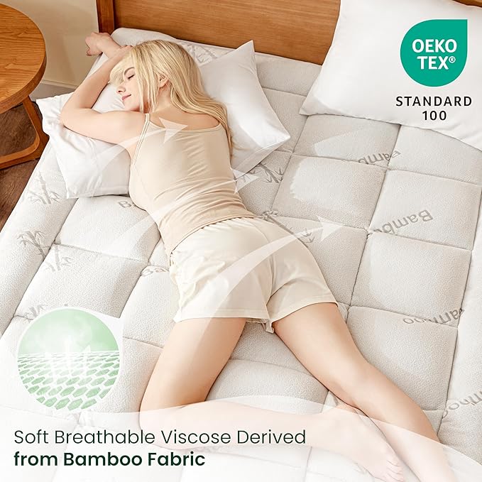 Love's cabin King Size Mattress Topper, Rayon Derived from Bamboo, 900 GSM Breathable Mattress Topper Pad, Thick Pillow Top Mattress Pad with 8"-20" Deep Pocket(78"x80")
