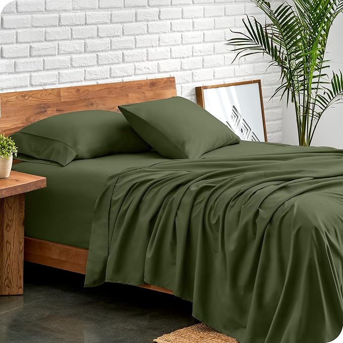 Bare Home King Sheet Set - Luxury 1800 Ultra-Soft Microfiber King Bed Sheets - Double Brushed - Deep Pockets - Easy Fit - 4 Piece Set - Bedding Sheets & Pillowcases (King, Cypress)