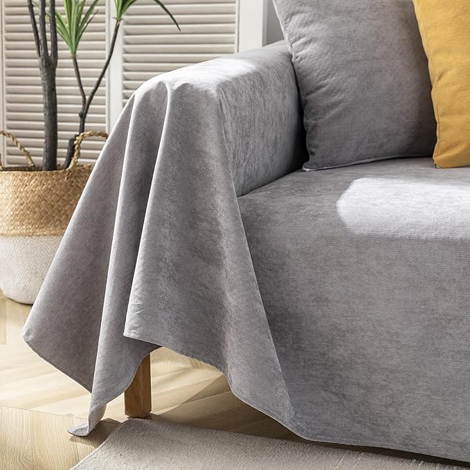 STACYPIK Waterproof Gray Sofa Cover Non-Slip Couch Cover for Dogs, Anti-Cat Scratch Loveseat Covers for 2 Cushion Couch, Pet Couch Protector Sofa Slipcover, Modern Outdoor Furniture Protector-71X90IIN