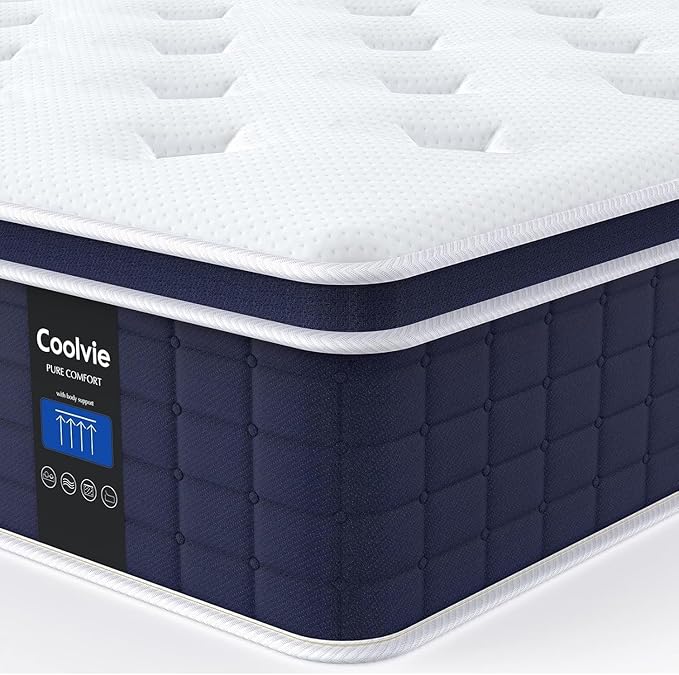 Full Size Mattress 12 Inch, Coolvie Firm Mattress Hybrid in a Box with CertiPUR-US® Certified Foam, Individual Pocket Spring for Motion Isolation & Pressure Relief- Comfort Night Sleep-100-Night Trial