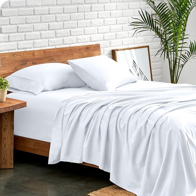 Bare Home Split Head Flex King Sheet Set - 1800 Ultra-Soft Microfiber Bed Sheets - Double Brushed - Deep Pockets - Easy Fit - 4 Piece Set - FlexTop King Bedding Sheets (Split Head Flex King, White)