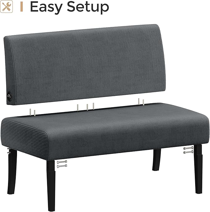 Yaheetech Small Comfy Sofa Mini Loveseat Couch 2-Seater Armless Sofa Chair, Corduroy Fabric & Easy Assembly, for Small Spaces Living Room,Bedroom,Dorm,Office, Dark Grey