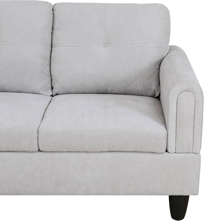 NicBex Sectional Couch 3 Pieces Sofa Set with Right Chaise Flannel L Shaped Cloud Couch for Living Room Furniture Sets with Storage Ottoman, Modular Sofa for Living Room & Apartment, Light Grey