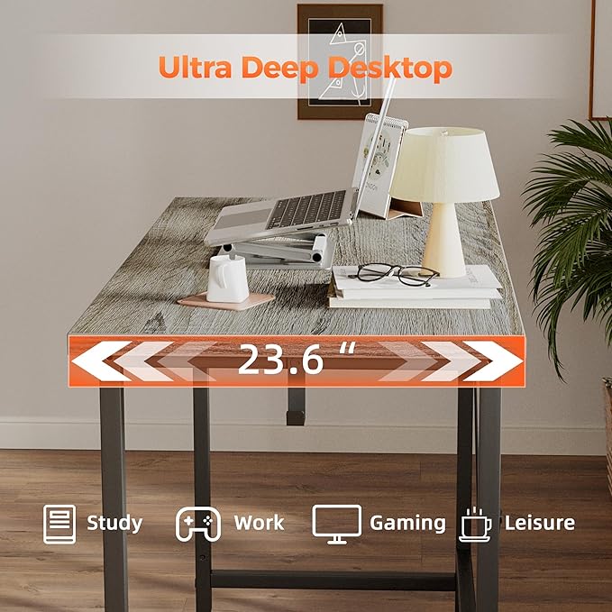 Rolling Computer Desk with Wheels, Gaming Desk for Small Spaces, Modern Simple Style Table for Home Office, Study Writing Table (Caster, Stone Gray, 48 inch)