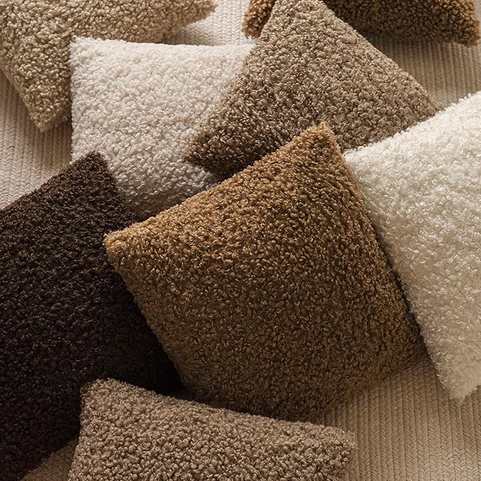 Foindtower 2 Pieces 18x18 Inch Dark Bronze, Faux Fur Throw Pillow Cover Accent Sherpa Furry Pillow Covers Fuzzy Soft Pillowcases Cozy Sheepskin Decorative Fleece Cushion Case for Bed Couch Living Room