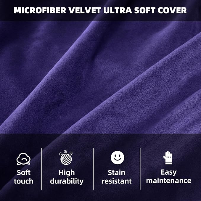 HABUTWAY Bean Bag Chair 3Ft Luxurious Velvet Ultra Soft Fur with High Rebound Memory Foam Bean Bag Chairs for Adults Plush Lazy Sofa with Fluffy Removable Sponge 3' (Purple)