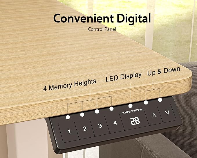 55x24 Inches Electric Standing Desk with Drawer and Monitor Stand, Height Adjustable Stand up Desk for Home Office, Ergonomic Sit to Stand Desk with Phone Holder, 3 Hooks, Oak