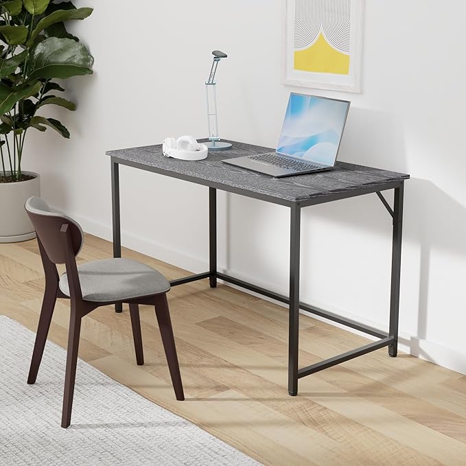 VASAGLE Computer Desk, Gaming Desk, Home Office Desk, for Small Spaces, 23.6 x 47.2 x 29.9 Inches, Industrial Style, Metal Frame, Black with Wood Grain ULWD039B56