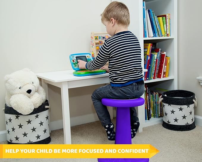 ActiveChairs Kids Wobble Chair, Flexible Elementary Classroom Seating, Improves Focus, Posture and Helps ADHD/ADD, Sensory Desk Chairs, Pre-Teen 17.75" Active Fidget Chairs, Ages 7-12, Purple