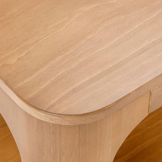 Plank+Beam Modern Rounded Square Side Table with Shelf, Solid Wood End Table for Living Room, 20in, Pecan