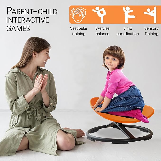 Spinning Chair for Autistic Kids (3-18 Years), Sensory Swivel Chair for Teens with ADHD/Autism – 21×19 Inch 220LBS Weight Capacity Seat – Sit and Spin Calming Toy for Body Balance(Green)