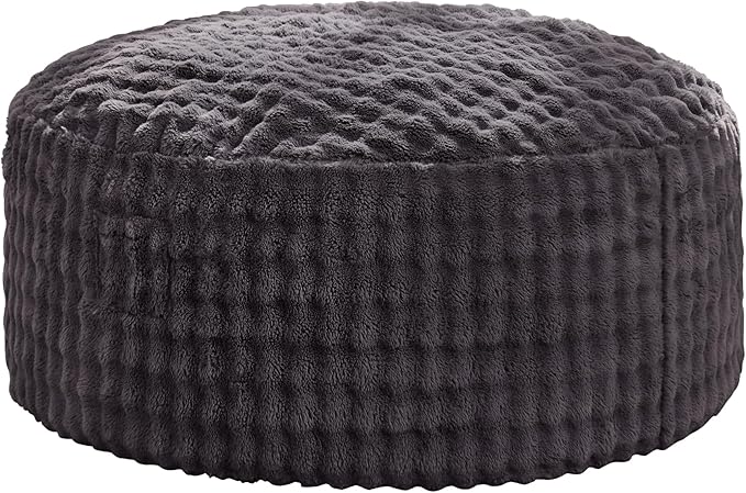 Hobestluk Bean Bag Chairs 4ft Beanbag Chair with Filler Adult Bean Bags with Fluffy & Machine Washable Cover, Giant Bean Bag Chairs for Adults (Dark Grey, 4FT-44" x 44" x 24")