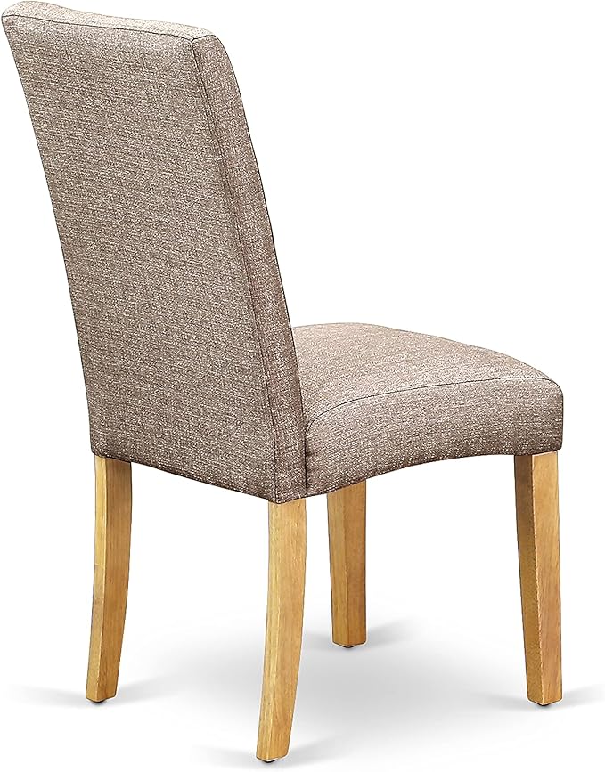 East West Furniture AMDR3-OAK-16 3 Piece Dining Room Table Set Contains a Round Kitchen Table with Pedestal and 2 Dark Khaki Linen Fabric Parsons Dining Chairs, 36x36 Inch, Oak