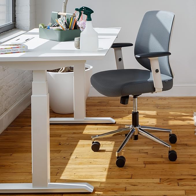 Branch Daily Chair - Computer Office Chair with Swivel, Lumbar Rest, and Adjustable Armrests - Sustainable, Stylish Mesh, & Adjustable Armrests - Comfortable Seating for Improved Posture - Slate