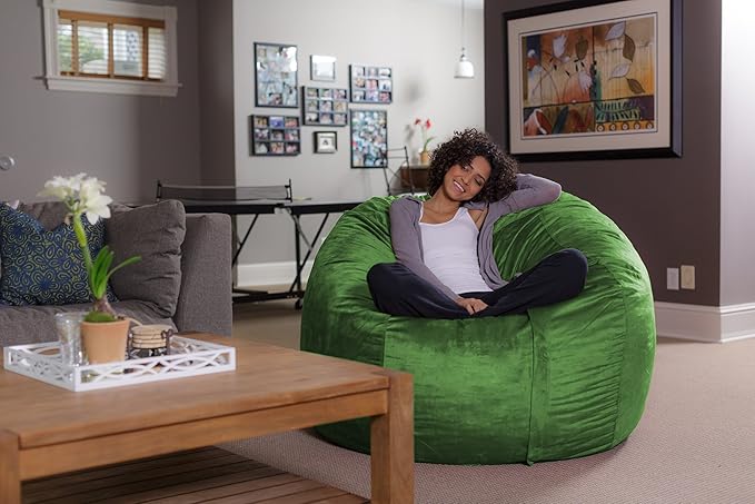 Sofa Sack Bean Bag Chair - Plush, Ultra Soft - Memory Foam Bean Bag Chair with Microsuede Cover - Stuffed Foam Filled Furniture and Accessories for Dorm Room 5 Feet - Lime