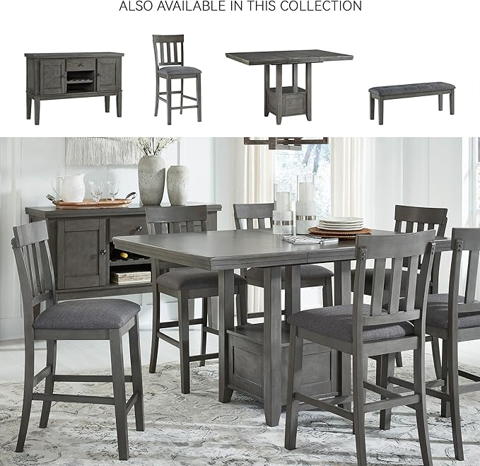 Signature Design by Ashley Hallanden Modern Farmhouse 25.75" Counter Height Upholstered Barstool, Set of 2, Dark Gray