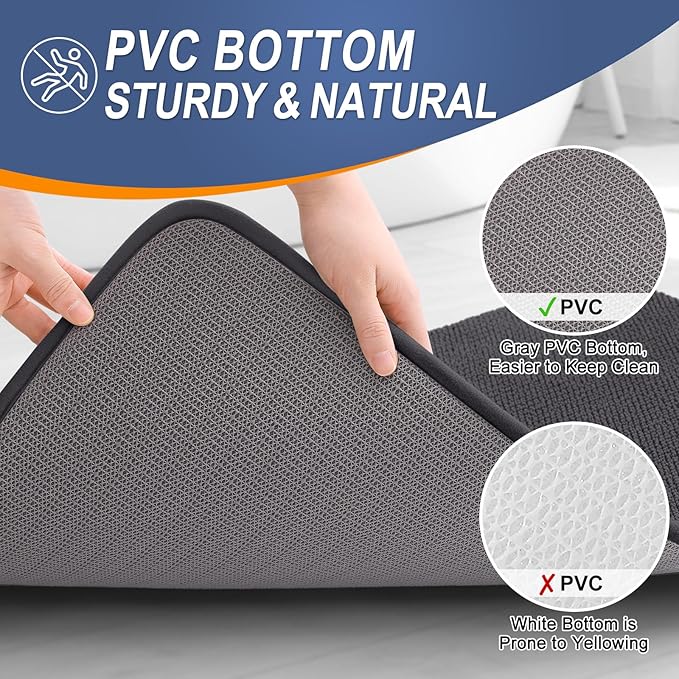 OLANLY Thick Memory Foam Bath Mat Rug 47x24, Extra Soft Absorbent Bathroom Rug, Quick Dry Bath Mats, Non-Slip, Machine Washable Carpet for Bathroom, Tub and Shower, Home Decor Accessories, Dark Grey