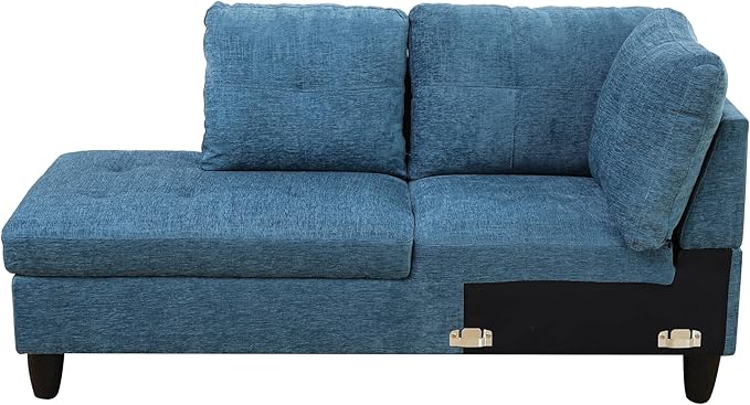 NicBex Sectional Couch 3 Pieces Sofa Set with Right Chaise Flannel L Shaped Cloud Couch for Living Room Furniture Sets with Storage Ottoman, Modular Sofa for Living Room & Apartment, Dark Blue