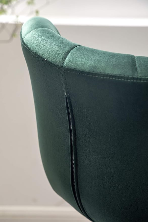 Roundhill Furniture Ellston Velvet Adjustable Swivel Barstools in Green, Set of 2