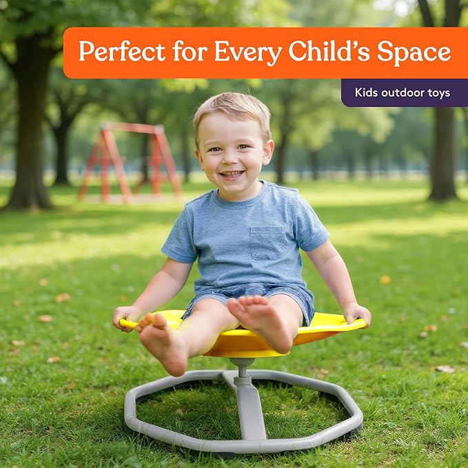 Special Supplies Spinning Chair for Kids- Versatile Kids Sit and Spin Sensory Chair for Training Body Coordination - Sensory Swivel Chair for Playroom, Bedroom, or Nursery (Yellow)
