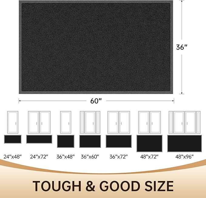 Amyracel Front Door Mat Indoor Outdoor Entrance, 36" x 60" All-Season Waterproof Heavy Duty Doormat for Outside Entry, Stain and Fade Resistant, Low Profile, Easy Clean Patio Entryway Mat