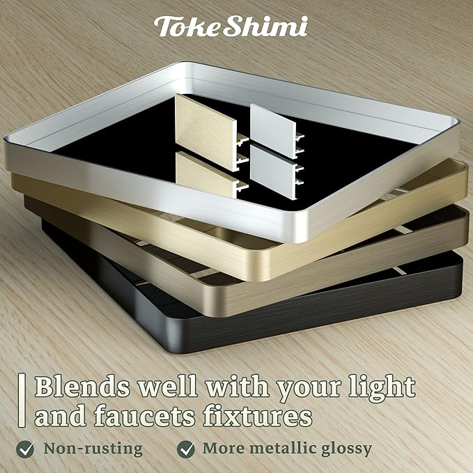 TokeShimi 60 x 36 Inch Black Bathroom Mirror for Wall with Non-Rusting Aluminum Alloy Metal Frame Rounded Corner Rectangle Mirror for Modern Farmhouse Home Decor Mirror(Horizontal/Vertical)
