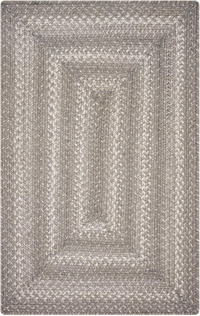 Homespice Grey Cloud Jute Braided Rope Rug, 5x8' Rectangle - Grey, Warm Farmhouse Country Decor, Perfect for Bedrooms and Living Rooms - Durable, Easy to Clean and Pet Friendly
