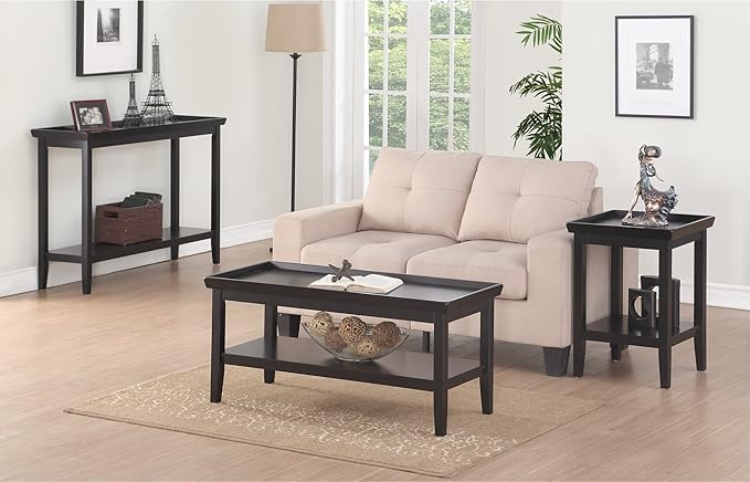 Convenience Concepts Ledgewood Coffee Table 42" - Modern Center Room Accent with Storage Shelf for Transitional, Traditional Living & Family Room, Black