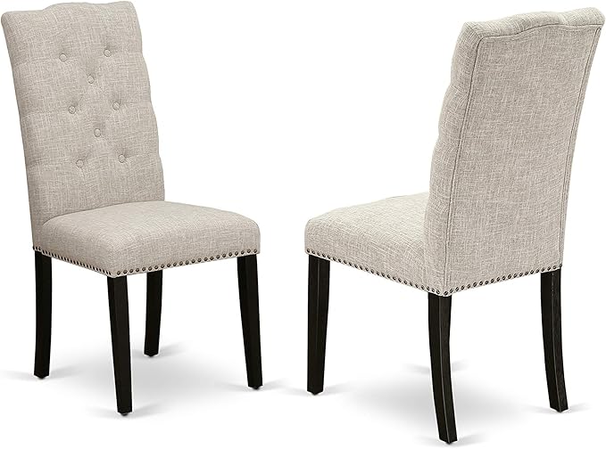 East West Furniture X697EL635-5 5 Piece Dining Set Includes a Rectangle Dining Room Table with X-Legs and 4 Doeskin Linen Fabric Upholstered Parson Chairs, 40x72 Inch, Multi-Color