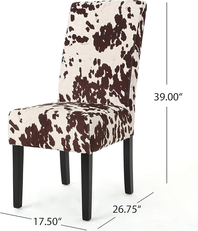 Christopher Knight Home Pertica Contemporary Velvet Dining Chairs, 2-Pcs Set, Milk Cow / Dark Brown