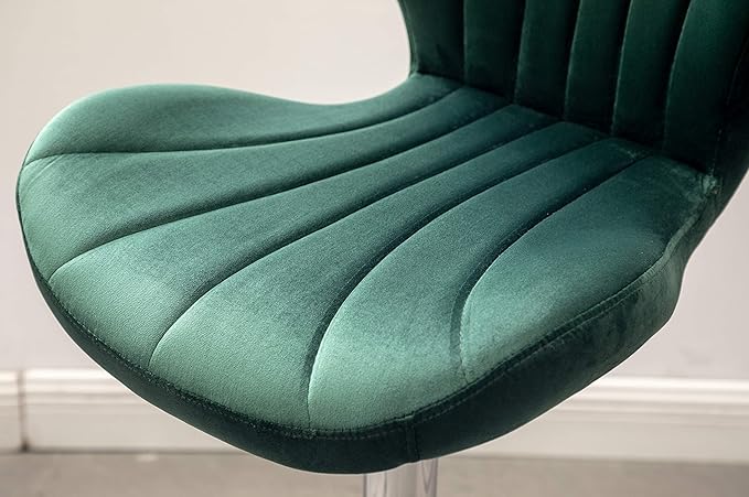 Roundhill Furniture Ellston Velvet Adjustable Swivel Barstools in Green, Set of 2