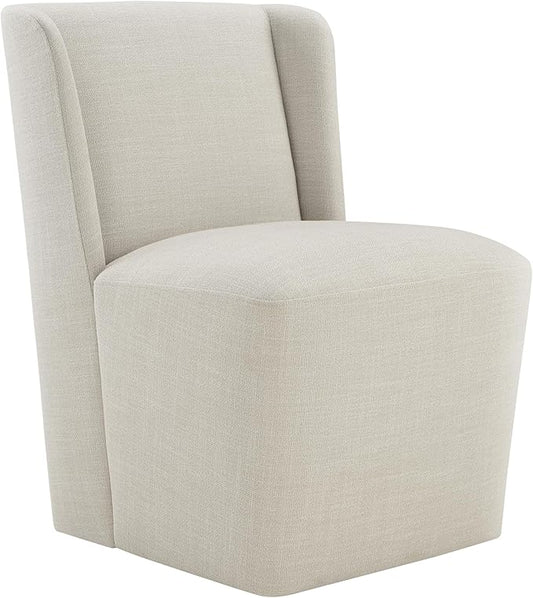 Dining Chairs with Casters No Assembly Upholstered Wingback Single Sofa Armless Deskchair for Bedroom Waiting Room Kitchen Diningroom
