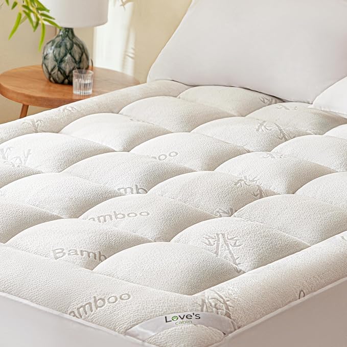 Love's cabin Twin XL Mattress Topper, Rayon Derived from Bamboo, 900 GSM Mattress Topper Pad College Dorm Size, Thick Pillow Top Mattress Pad for with 8"-20" Deep Pocket(39"x80")