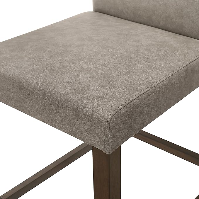 CHITA Counter Height Bar Stools Set of 3, 27" H Seat Height Upholstered Barstools, PU Leather in Stone Grey