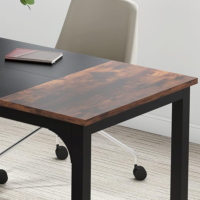 Tribesigns 63” Executive Desk, Large Office Computer Desk with Thicken Frame, Modern Simple Workstation Business Furniture for Home Office, Rustic Brown/Black