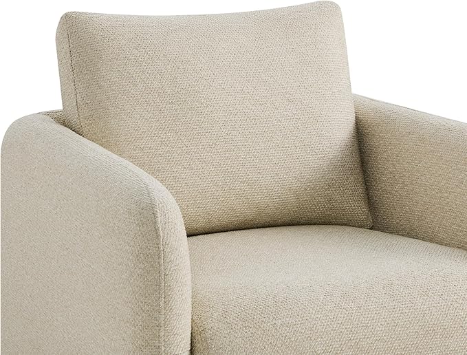 Modern Swivel Accent Chair, 360° Rotating Round Barrel Armchair with Performance Fabric Upholstery for Living Room, Bedroom, Office, Reading Nook, Single,Oatmeal