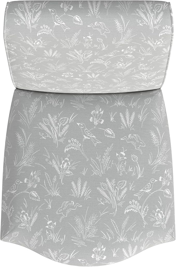 HomePop Scalloped Detail Dining Chair|Upholstered Parsons Dining Chairs |Decorative Home Furniture, Light Gray Floral with Animal Motifs (Set of 2)